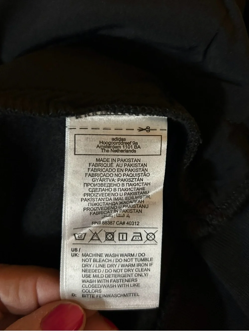 Men’s  Black Zip-Up Hoodie Jacket with White Three-Stripes - Picture 7 of 7